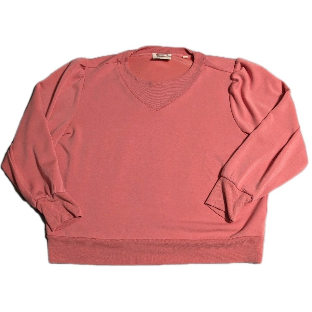 Scotch & Soda Beach Lover Womens XL Pink Puff Sleeve Sweatshirt Pullover Top
